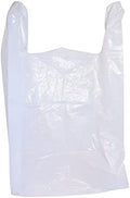 100 Large Plastic Grocery T-Shirt Bags - Plain White 12" x 6" x 21" by JA Kitchens