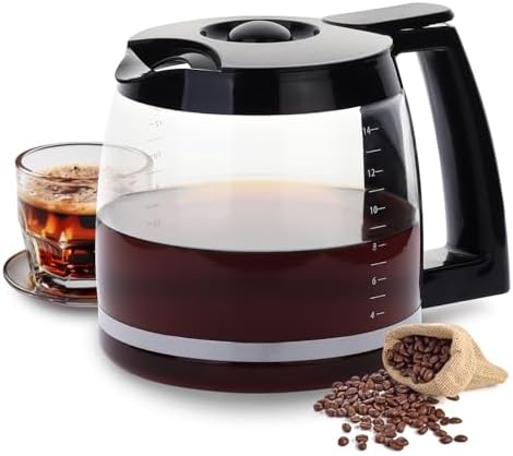 14-Cup Glass Coffee Pot Replacement Compatible with Cuisinart Coffee Maker Models - DCC-3200, DCC-2200, DCC-2600, DCC-2800, CBC-7000PCFR, DCC-2200RC