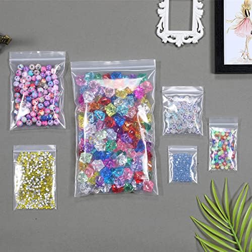 100 PCS 4" x 6" Thick 4 Mil Clear Zip Poly Bags Plastic Reclosable Zip Seal Lock Bags Heavy-Duty Photo Cards Snacks Seeds Zipper Bag