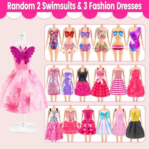 137 Pcs Doll Clothes and Accessories with Closet for 11.5 Inch Doll,Included Princess Dresses,Fashion Dresses,Casual Clothing,Swimsuits,Bags,Shoes,Doll Dress up Toys for Girls Kids Toddlers Gifts