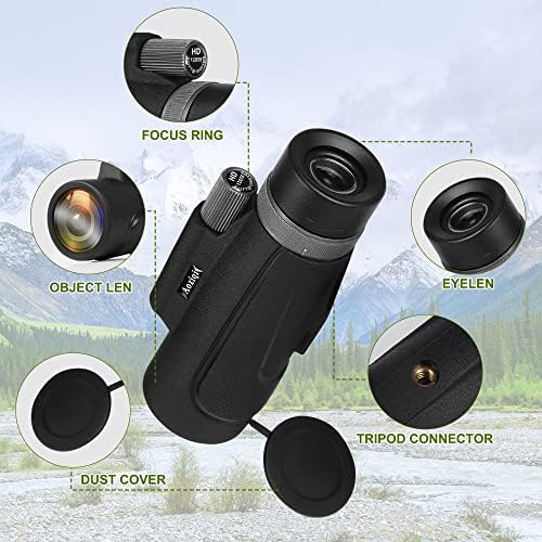12x55 HD Monocular Telescope with Smartphone Holder, 2023 Waterproof Monocular, Lightweight Monocular for Bird Watching Hunting Camping Travel Star Watching (DarkBlack)