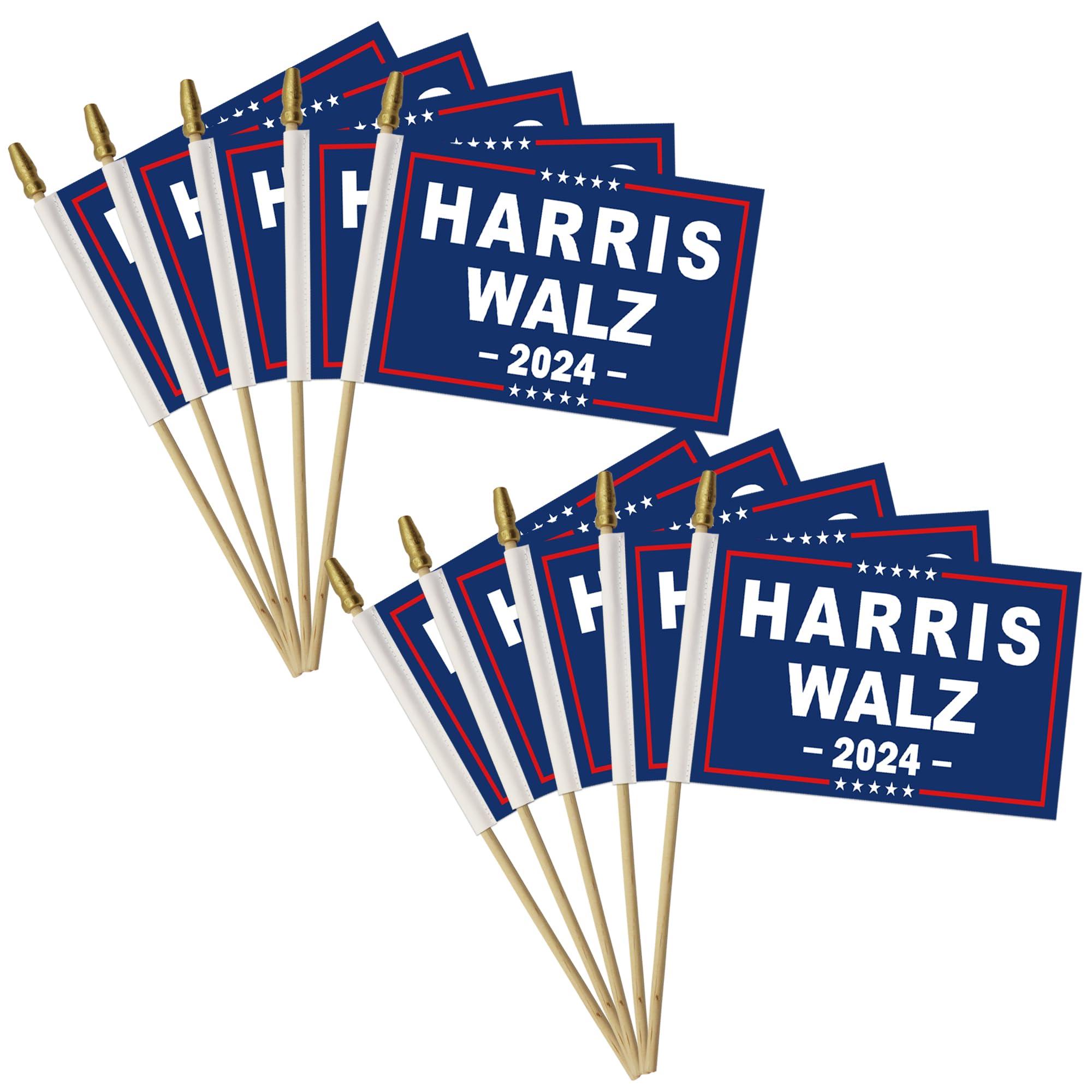 10 Pcs Kamala Harris Waltz 2024 Flag Harris Waltz for President Flags Small Mini Stick Flags Banner for Indoor and Outdoor Decorations (Harris Waltz-5)