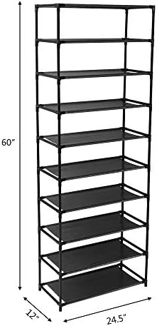 10 Tier Shoe Rack Storage Rack for 20-30 Pairs of Shoes, Stainless Steel Shoe Storage Rack for Entryway, Hallway, Room, Closet, Garage