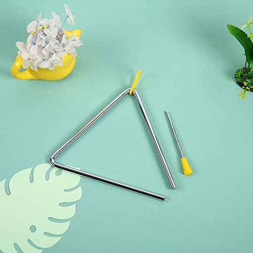 10 Pcs Musical Triangle Instrument, 6 Inch Steel Music Percussion Triangle for Kids Adults