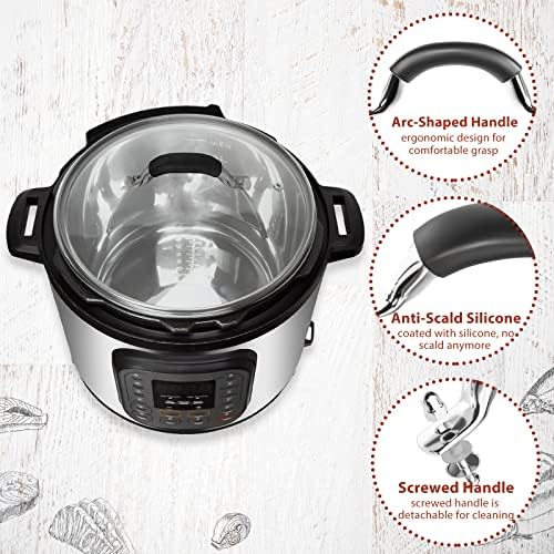 10 Inch Tempered Glass Lid Compatible with 8 Quart Instant Pot and Ninja Foodi, Universal Electric Pressure Cooker Lid with Upgraded Heat-resistant Silicone Handle