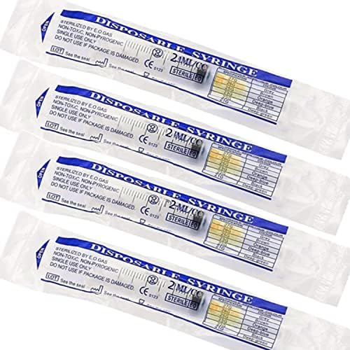 100 Pack 2.5ml Plastic Syringe with 25Ga Lab Supplies, Individually Sealed Packed