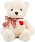11.4” Small Teddy Bear with Heart Cute White Teddy Bear Stuffed Animals for Valentines Day Soft Stuffed Bear Plush Bear Plushie Toys Gifts for Girlfriend Boyfriend Kid
