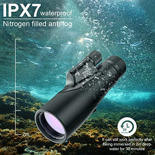 12x56 HD Monocular Telescope with Premium Carry Case,Phone Adapter and New Generation Tripod,Portable and Waterproof High Power Monocular for Hiking and Bird Watching