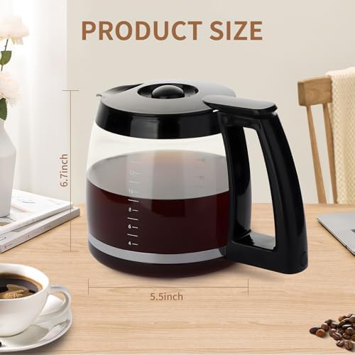 14-Cup Glass Coffee Pot Replacement Compatible with Cuisinart Coffee Maker Models - DCC-3200, DCC-2200, DCC-2600, DCC-2800, CBC-7000PCFR, DCC-2200RC