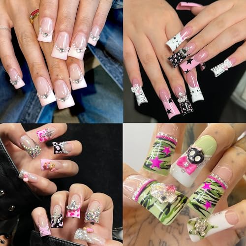 1000PCS Nail Tips Short Square French Duck Nail Tips Soft Clear False Nails Y2K Duck Feet Style Half Cover for Acrylic Nails Kit 10 Sizes 2 Shapes-Shape for Salon Home DIY Gifts