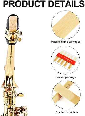 10 Pack Professional Alto Saxophone Reeds with Plastic Box, Strength 2.5 Alto Sax Reeds, Laser Engraved Marking & Thinner Reed Tip for Easy of Play, Traditional Reeds for Saxophone Alto