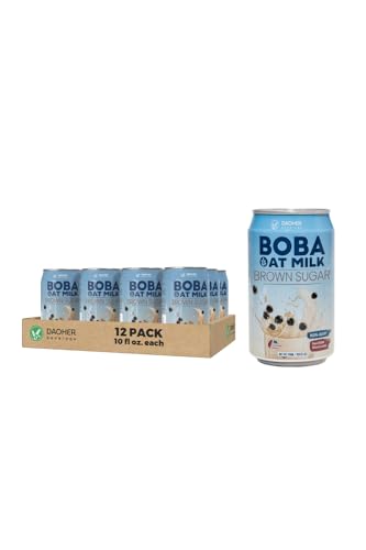 (Pack of 12) DaoHer Oat BOBA - Brown Sugar Oat BOBA, BOBA Ready-To-Drink, Vegan Bubble Tea || No.1 Canned BOBA || Bubble Milk Tea Ready-To-Drink