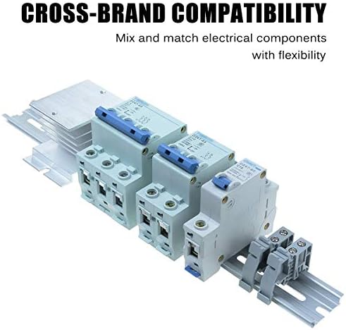 10 Piece Aluminum DIN Rails, 12 Inches Long, 35mm Wide, 7.5mm High, Top Hat Slotted DIN Rail with RoHS, Extra Premium Screws Included for Hardware Components Mounting