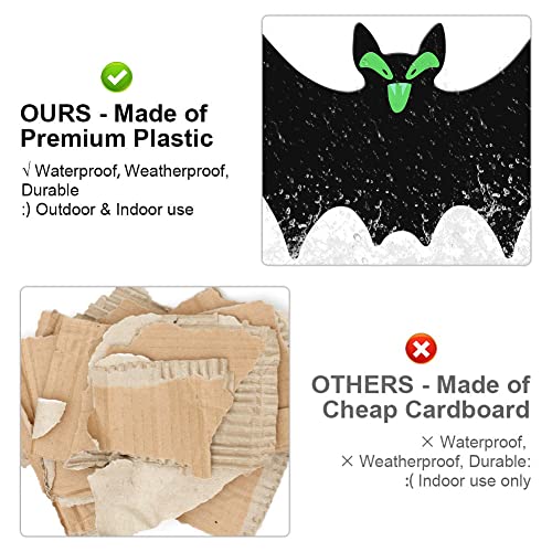 (18 Pcs) Hanging Bats Halloween Decoration Outside, Large Flying Plastic Bats Outdoor Decor, 3 Different Sizes with Cute Eye Stickers for Hanging in The Tree, Porch, Yard, Lawn, Indoor