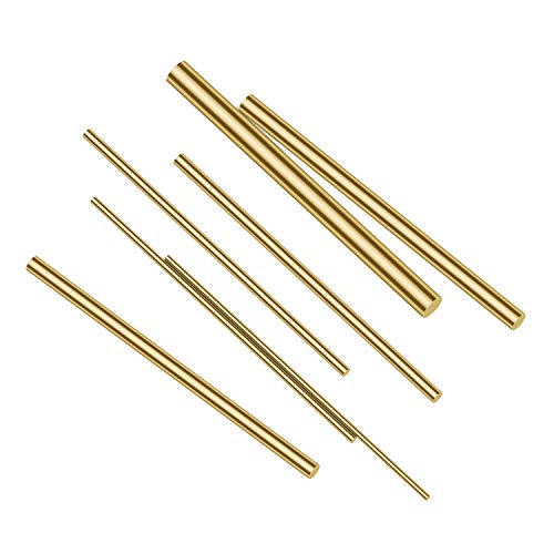 1/2" 3/8" 5/16" 1/4" 3/16" 5/32" 1/8" 3/32" 1/16" Brass Rods Assortment Kit, Brass Solid Round Rod Lathe Bar Stock for Craft Making, Handle Pin, 3.94" in Length (36 Pieces)
