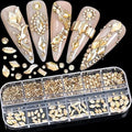 1070 Pieces Champagne Gold Nail Rhinestones for Nails Gold Stones for Nails Crystals 3D Nail Diamonds Art Decoration Crafts DIY (Champagne Gold)