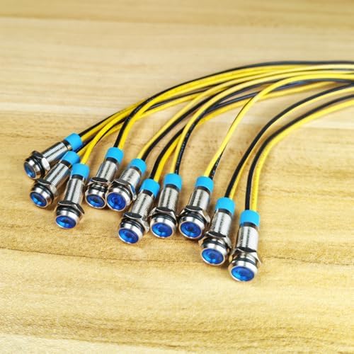 10pcs 6mm LED Metal Indicator Light 110V-220VAC Waterproof Signal Lamp (Blue)