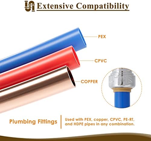 1/2" x 3/8" OD Compression Straight Stop Valve for PEX, Copper, CPVC Pipe and Water Line, Push to Connect Brass Plumbing Fitting, Quarter-Turn Shut Off Valve (2 Pack)