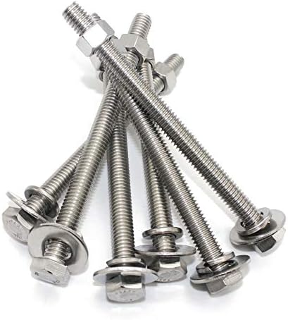 (5 Sets) 5/16-18x4" Stainless Steel Hex Head Screws Bolts, Hex Machine Nuts, Fender Flat Washer& Split Lock Washers, 18-8 (304) S/S, Fully Threaded by Bolt Fullerkreg