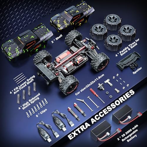 1/14 Brushless RC Cars for Adults Fast 50+ mph, RC Trucks 4x4 Offroad Waterproof, Electric Powered High Speed Remote Control Car, Scary Fast Extreme RC Truggy with 3S Battery for Snow Sand