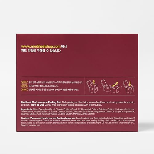 (Only Refill) Mediheal Phyto Enzyme Peeling Pad (90 Pads) - Pore Tightening Pads to Control Sebum - Vegan Gauze Pad