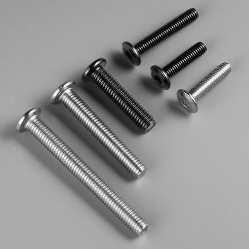 10Pcs 1/4-20 Bolt, 1/4-20 x 1-3/4" Flat Head Hex Socket Cap Screws, 304 Stainless Steel 18-8 Furniture Bolts, Black Zinc Finish, Full Thread (with Hex Spanner)