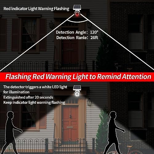 (Wire Free Solar Motion Light) Motion Sensor Solar Powered Outdoor Wireless Fake Camera Brightest Floodlights Spot Lighting Spotlight Home Security LED Lights Defiant Activated Detector