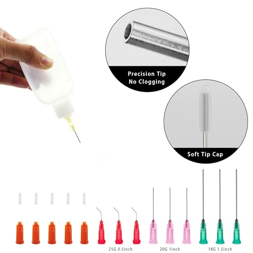 100ml Glue Bottles, Precision Tip Applicator Bottle, Needle Tip Squeeze Bottle, 18G 20G 25G Blunt Needle Set Bottle with Sealing Cap