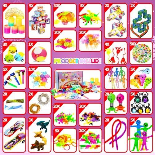 1000+ PCS Party Favors for Kids, Fidget Toys Pack, Birthday Gift,Christmas Stocking Stuffers,Christmas Gift,Treasure Box, Goodie Bag Stuffers, Carnival Prizes,Pinata Filler Sensory Toy for Classroom