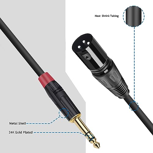 (2PACK/25FT) XLR to 1/4 TRS Stereo Adapter,XLR Male to 1/4 Inch (6.35mm) Stereo Balanced Microphone Stereo Audio Converter AdapterCable