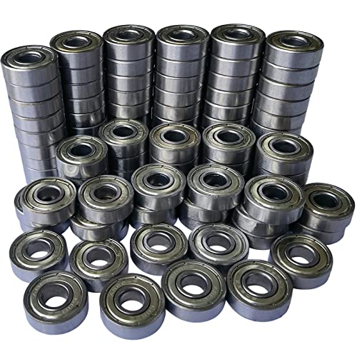 100 PCS 608-ZZ Ball Bearing - Double Metal Sealed Shielded Miniature Deep Groove Bearings for Furniture Wheel,Skateboards, Inline Skates, Scooters, Roller Blade Skates (8mm x 22mm x 7mm)