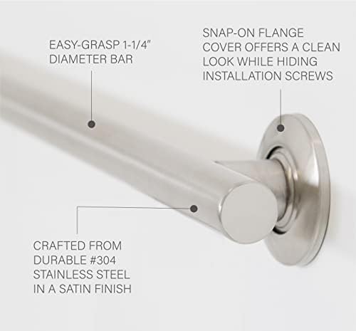 12-inch Coronado Designer Straight Bathroom Shower Grab Bar, Satin Stainless Steel, Brushed Nickel