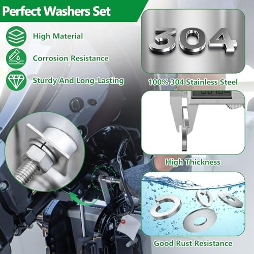 1147PCS Flat and Spring Lock Washers Assortment Kit, Metric Split Lock Washers for Screws Bolts, 304 Stainless Steel, 9 Sizes-M2 M2.5 M3 M4 M5 M6 M8 M10 M12 for Home, Factories, Kitchens, Shops
