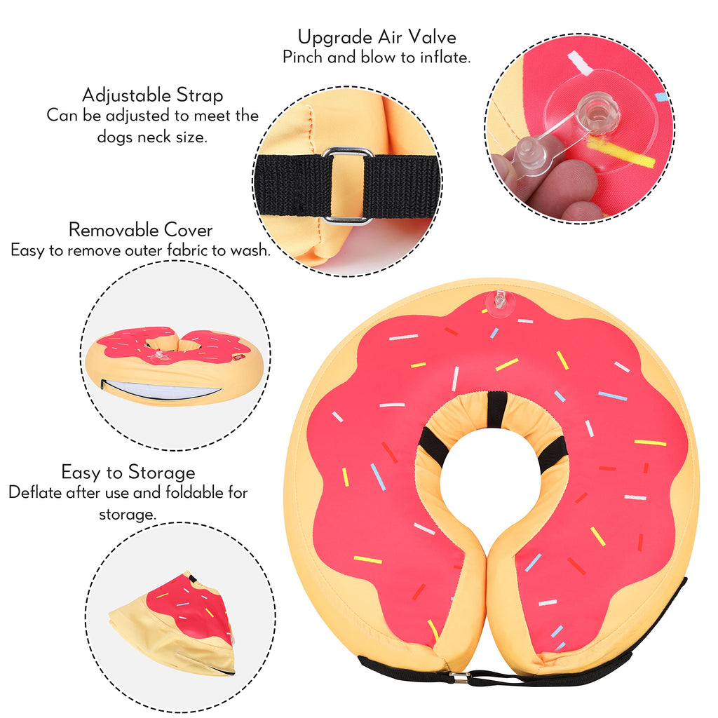 MIDOG Dog Cones for Large Dogs, Cone for Dogs After Surgery, Soft Protective Recovery Donut Collar for Dogs to Prevent Touching Stitches, Wounds, and Rashes, Does Not Block Vision E-Collar. -Red,M