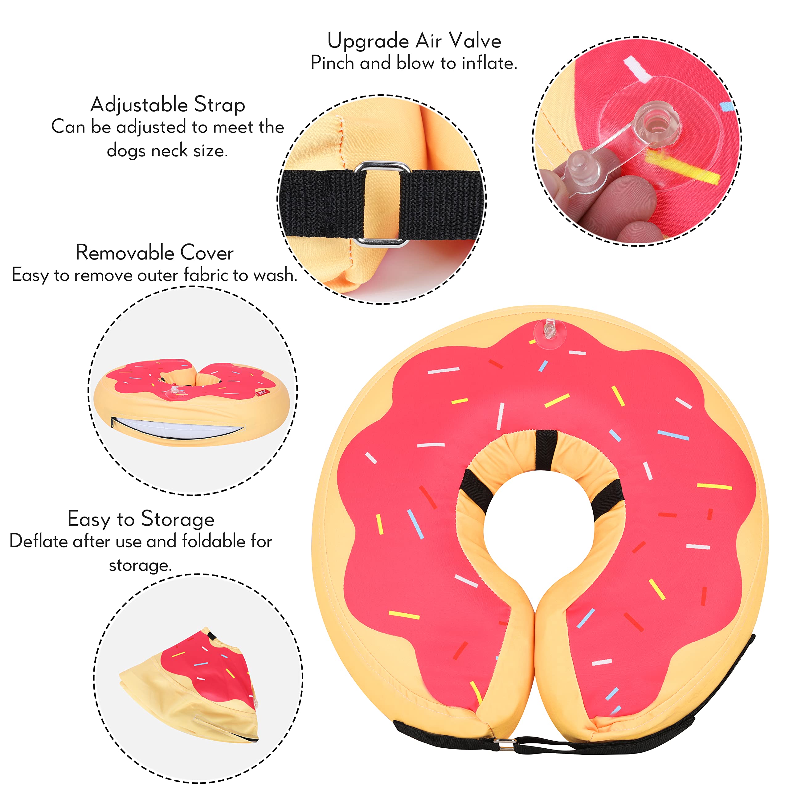 MIDOG Dog Cones for Large Dogs, Cone for Dogs After Surgery, Soft Protective Recovery Donut Collar for Dogs to Prevent Touching Stitches, Wounds, and Rashes, Does Not Block Vision E-Collar. -Red,M