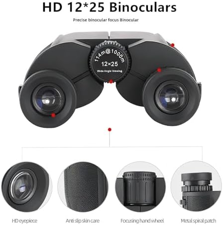 12x25 Binoculars for Adults and Kids High Powered, Mini Compact and Lightweight Large View Binocular for Bird Watching, Hunting, Theater, Concerts and Outdoor Sport Games