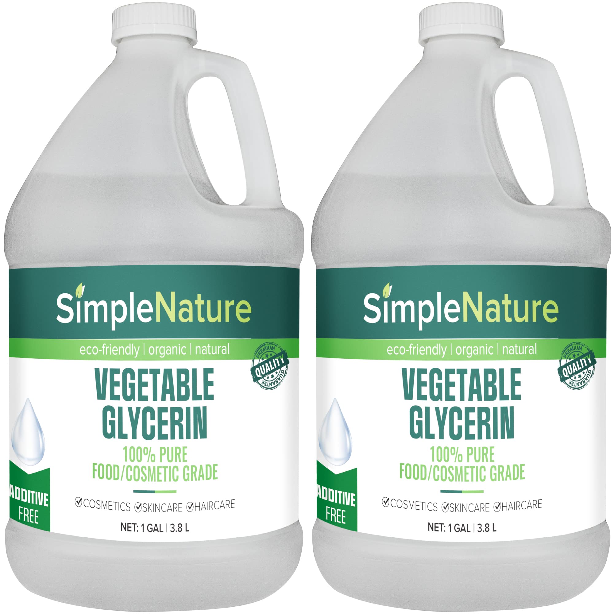 100% Pure Vegetable Glycerin - 2 Gallon (256 fl oz) - Natural Pure Food/Cosmetic Grade for Skincare, Haircare, Cosmetics, Soapmaking, Crafts - Softening & Moisturizing Multipurpose Humectant