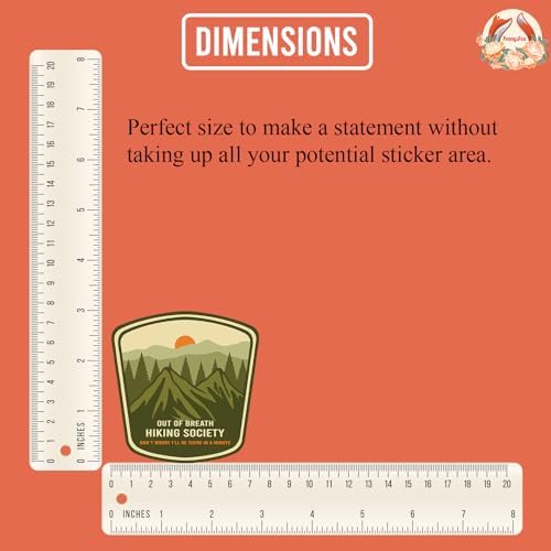 (3Pcs) Out of Breath Hiking Society Don't Worry I'll Be There in A Minute Sticker Funny Hiker Quote Decal Waterproof Vinyl Stickers Adult for Laptop Car Tumbler Water Bottle Mug Phone - Size 3”x2.9”