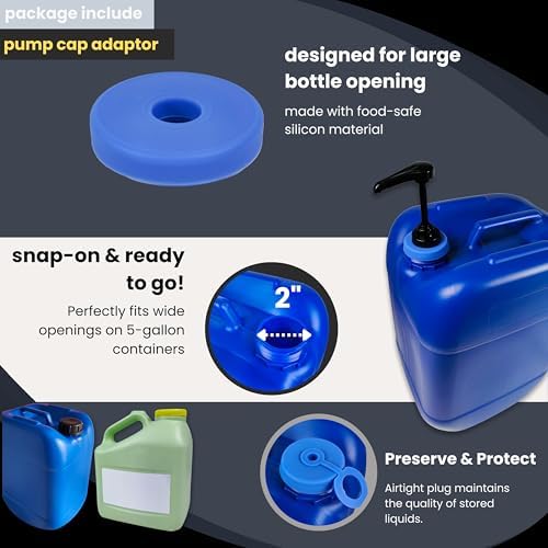 1 Gallon Pump Dispenser (1-Pack) Compatible with 5 Gallon Bucket Pump & Pail for Laundry Detergent Jug, Shampoo Bottle, Black