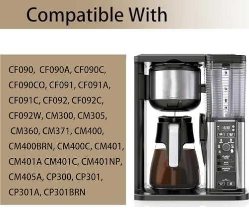 10-Cup Coffee Pot Replacement for Ninja Coffee Maker CM400 CM401 CF090 CF091 CM300 CP300 CP301 Glass Carafe Replacement with Brew-Through Lid Sturdy Handle