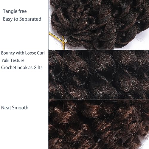 100 Strands Short Jamaican Bounce Crochet Hair 5 Packs Ringlet Wand Curl Crochet Hair 8 Inch Brown Ombre Bouncy Curly Crochet Brands Hair Extensions Crochet Braiding Hair