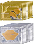 10 Pairs Collagen Crystal Eye Mask and 10 Pcs Collagen Crystal Lip Mask, Anti Aging Eye and Lip Mask, Collagen Crystal Mask Set (Gold)