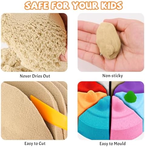 11 Lbs Fun Sand for Kids, Safe Non-Toxic Eco-Friendly Molding Sand for Stress Relief & Skill Development, Easy-to-Shape Mess-Free Formula Enhances Imagination & Creativity (Original Color)