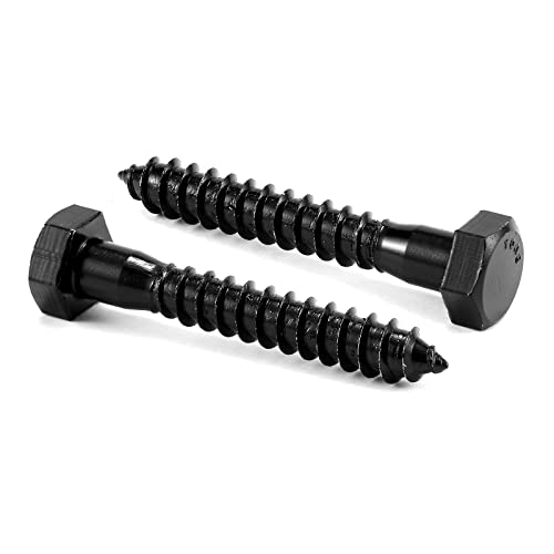 1/2" x 2" Hex Head Lag Screws Bolts 20Pcs 304 Stainless Steel 18-8, Partial Thread, Hexagon Head Wood Screws by Black Oxide by SG TZH