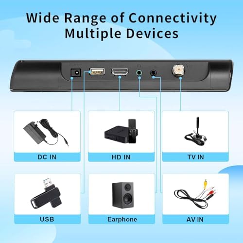 12-Inch Portable Small TV with HD Display, HDMI and USB Ports | Built-in Digital Tuner and Compact Design for Home, Kitchen, RV, and Travel Use