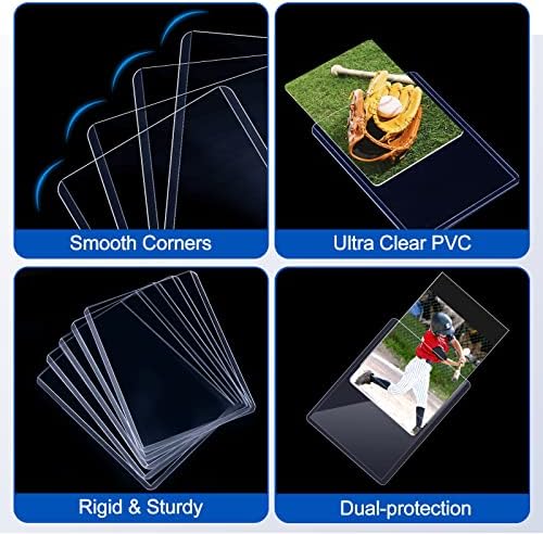 100 Topload Card Holder and 100 Clear Sleeves, Sooez 35 PT Topload Card Protectors, 3" x 4" Hard Plastic Card Sleeves Baseball Card Protector, Rigid Toploading Card Case for Collectible Trading Cards