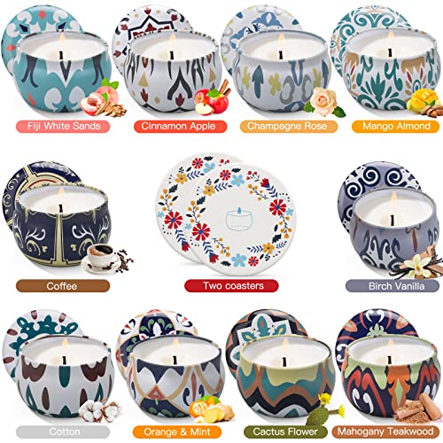 10 Pack Candles Gifts for Women, Candles for Home Scented with Two Coasters, Birthday Gifts for Women, Aromatherapy Candle Gifts Set for Christmas Day, Birthday, Mothers Day, Valentine's Day