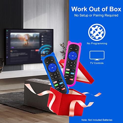 (Pack of 2) RC280 Remote for Roku TV Remote with 2 Glow Covers, for TCL Roku/Onn Roku/Hisense Roku/Element/Sharp/Haier/Hitachi/LG/Sanyo/JVC/Magnavox/RCA/Philips/Westinghouse Roku Series Smart TV