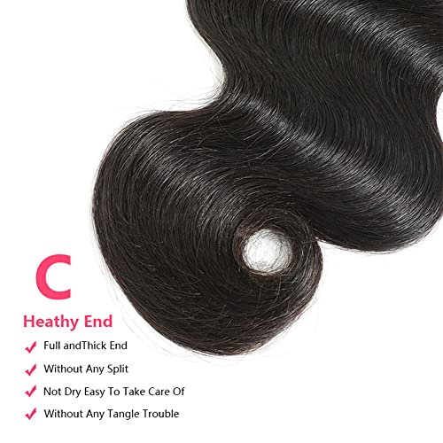 10A Brazilian Body Wave 1 Bundle 28 Inch Single Bundles Human Hair Body Wave One Bundle 100% Unprocessed Remy Virgin Human Hair Weave Bundles 1B Natural Black