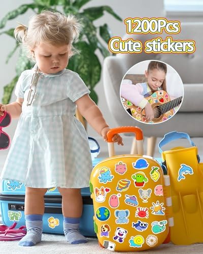 1200 Pcs Stickers for Kids, Cute Water Bottle Stickers for Teens, Kawaii Vinyl Laptop Animal Waterproof Sticker for School Students Classroom Teacher, Bulk Aesthetic Sticker Pack for Boys Girl